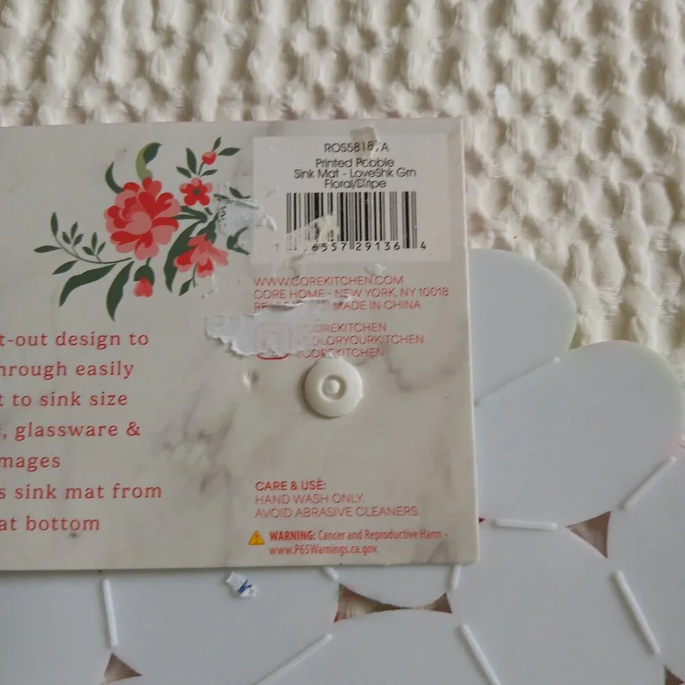 Listing For STEVE - 2 Kitchen Sink Mats-Coquette Pink Pastel Floral Non-Slip NWT - Picture 6 of 10